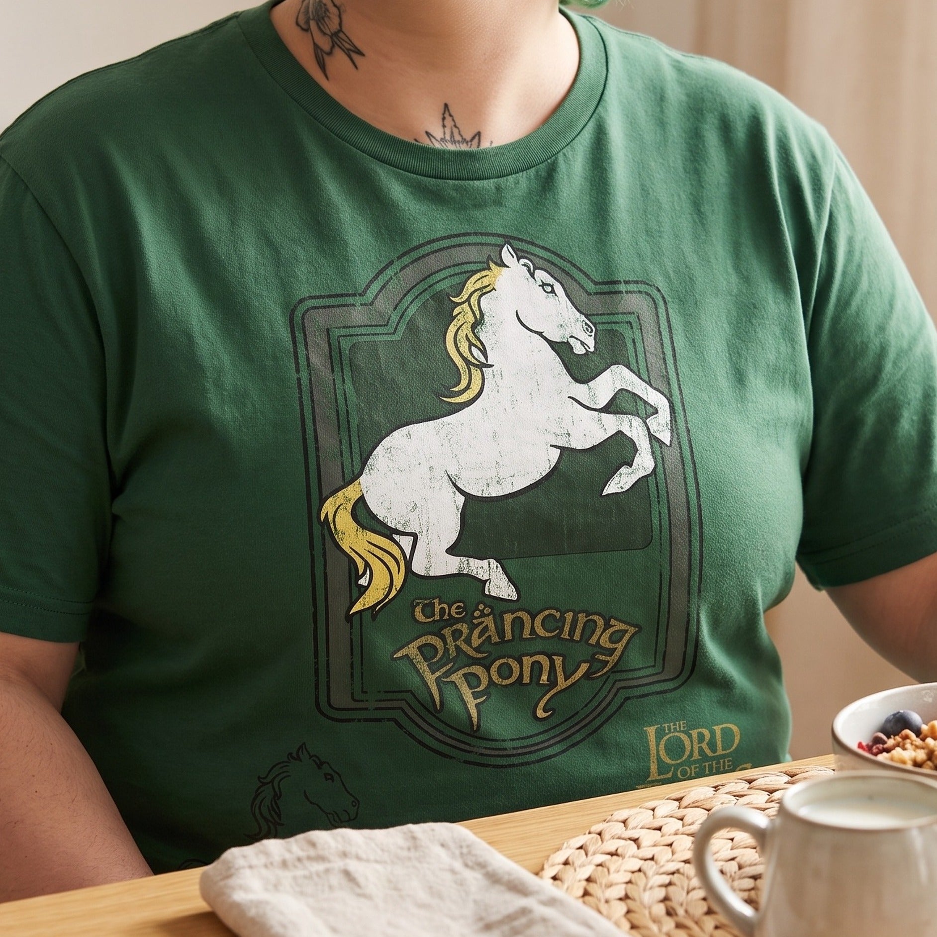 Immagine del prodotto Il Signore degli Anelli - T-shirt verde logo Il Puledro Impennato