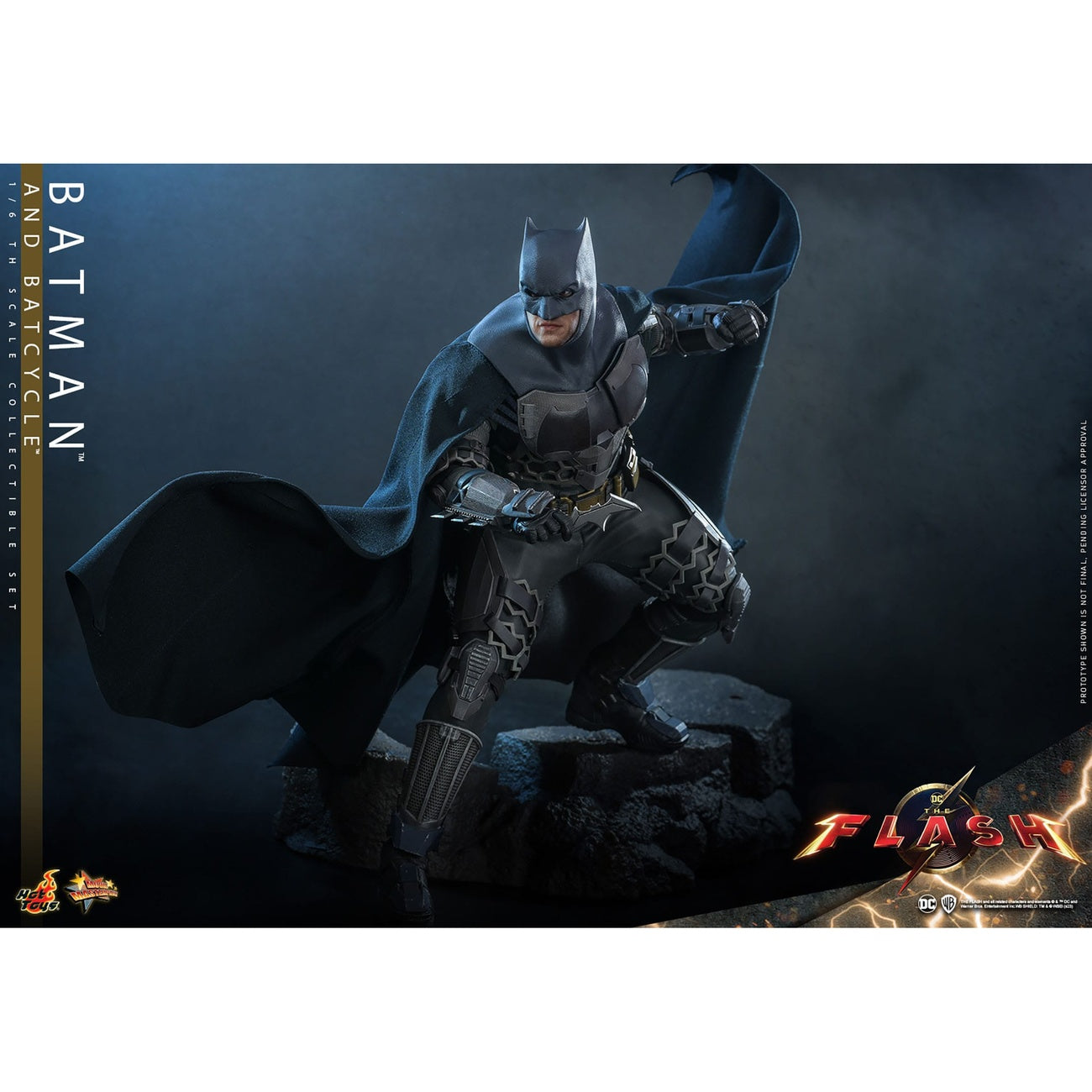 Immagine del prodotto The Flash Movie Masterpiece action figure con veicolo 1/6 Batman & Batcycle set 30 cm