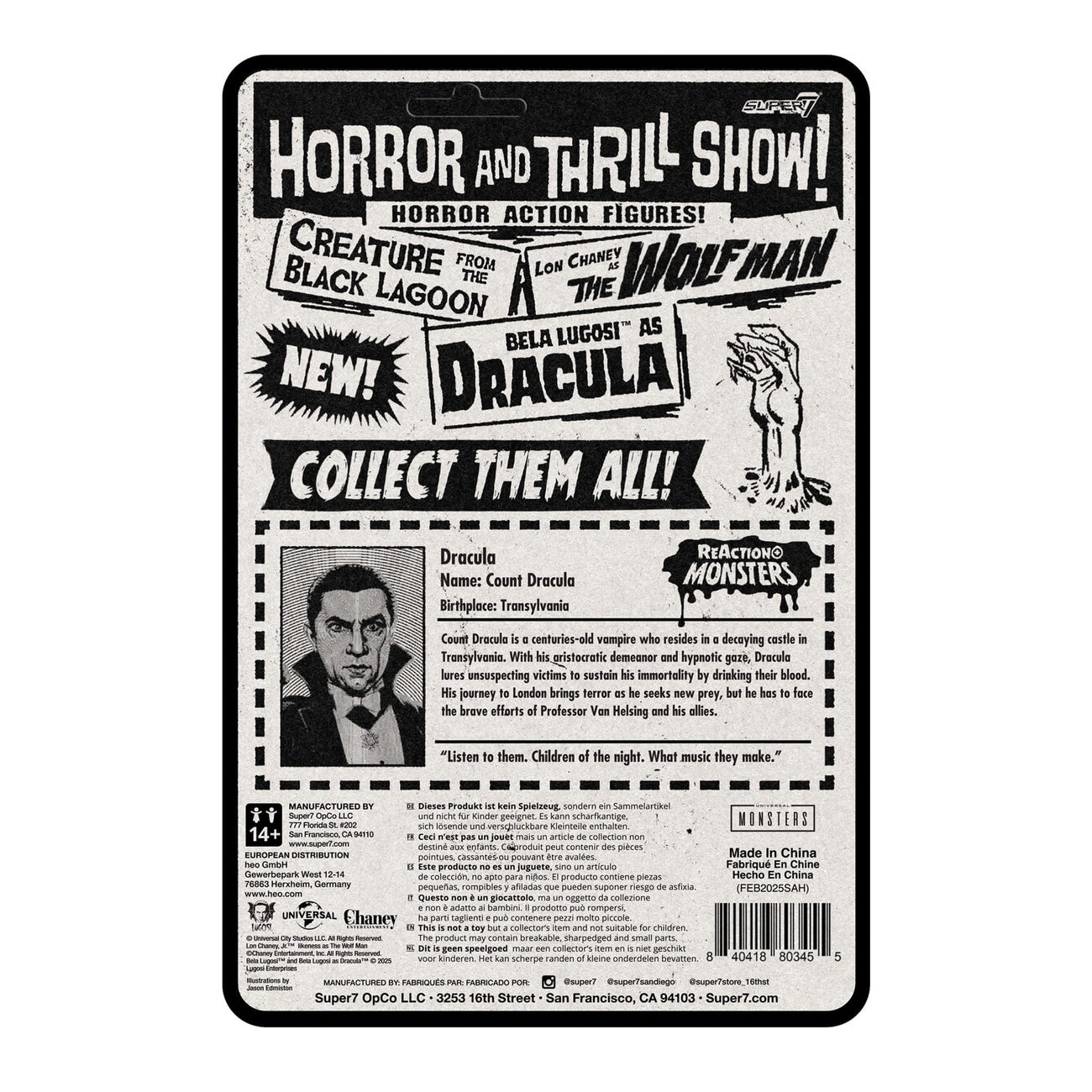 Immagine del prodotto Universal Monsters action figure ReAction+ Wave 1 Dracula 10 cm