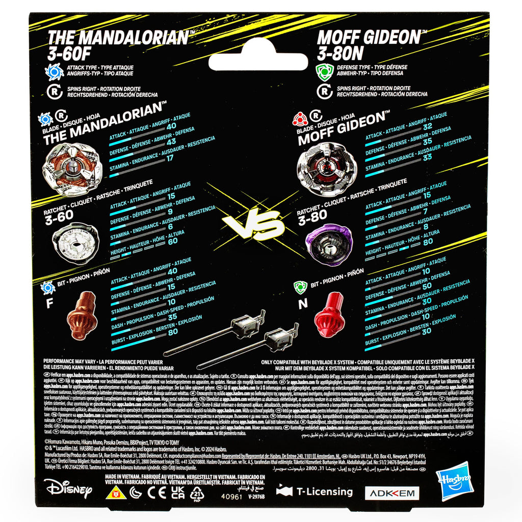 Immagine del prodotto Collaborazione Beyblade X e Star Wars The Mandalorian 3-60F vs. Moff Gideon 3-80N