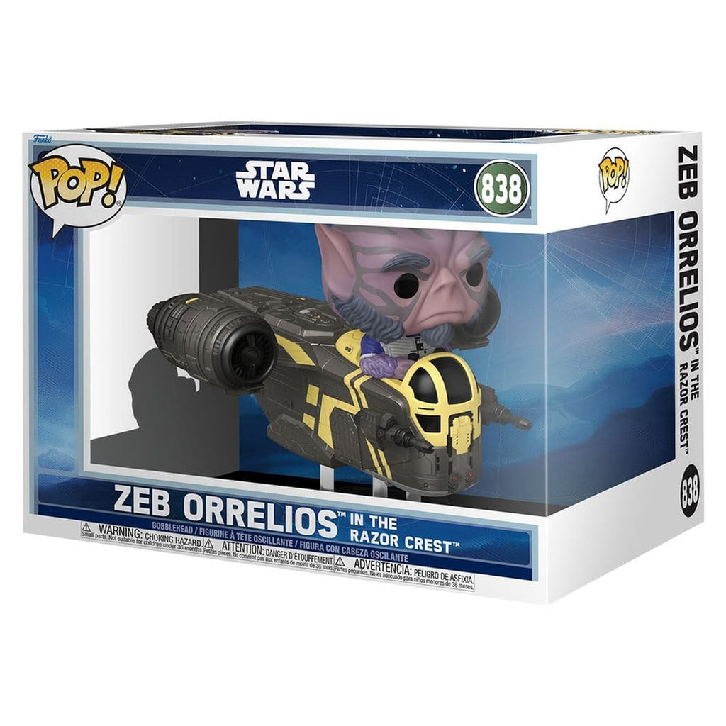 Product image Star Wars: The Mandalorian and Grogu POP! Rides Deluxe Vinyl Bobble-Head Figure Zeb Orrelios in the Razor Crest 9 cm