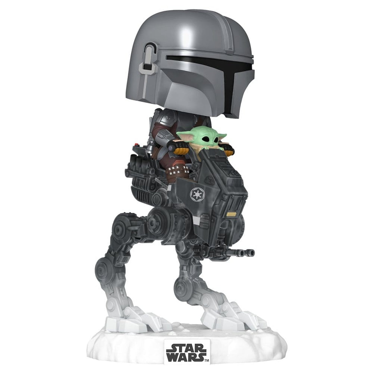 Product image Star Wars: The Mandalorian and Grogu POP! Rides Deluxe Vinyl Bobble-Head Figure The Mandalorian with Grogu in Imperial Remnant AT-RT 9 cm
