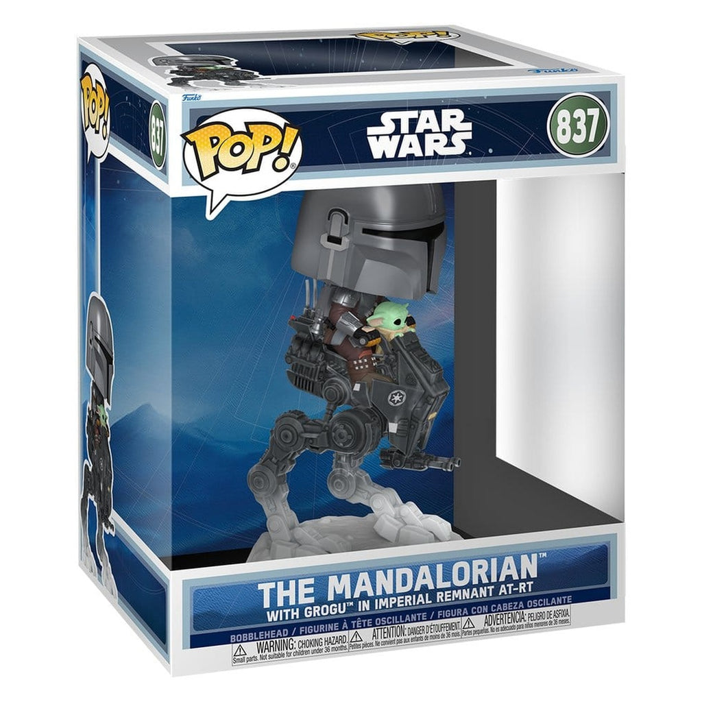 Product image Star Wars: The Mandalorian and Grogu POP! Rides Deluxe Vinyl Bobble-Head Figure The Mandalorian with Grogu in Imperial Remnant AT-RT 9 cm