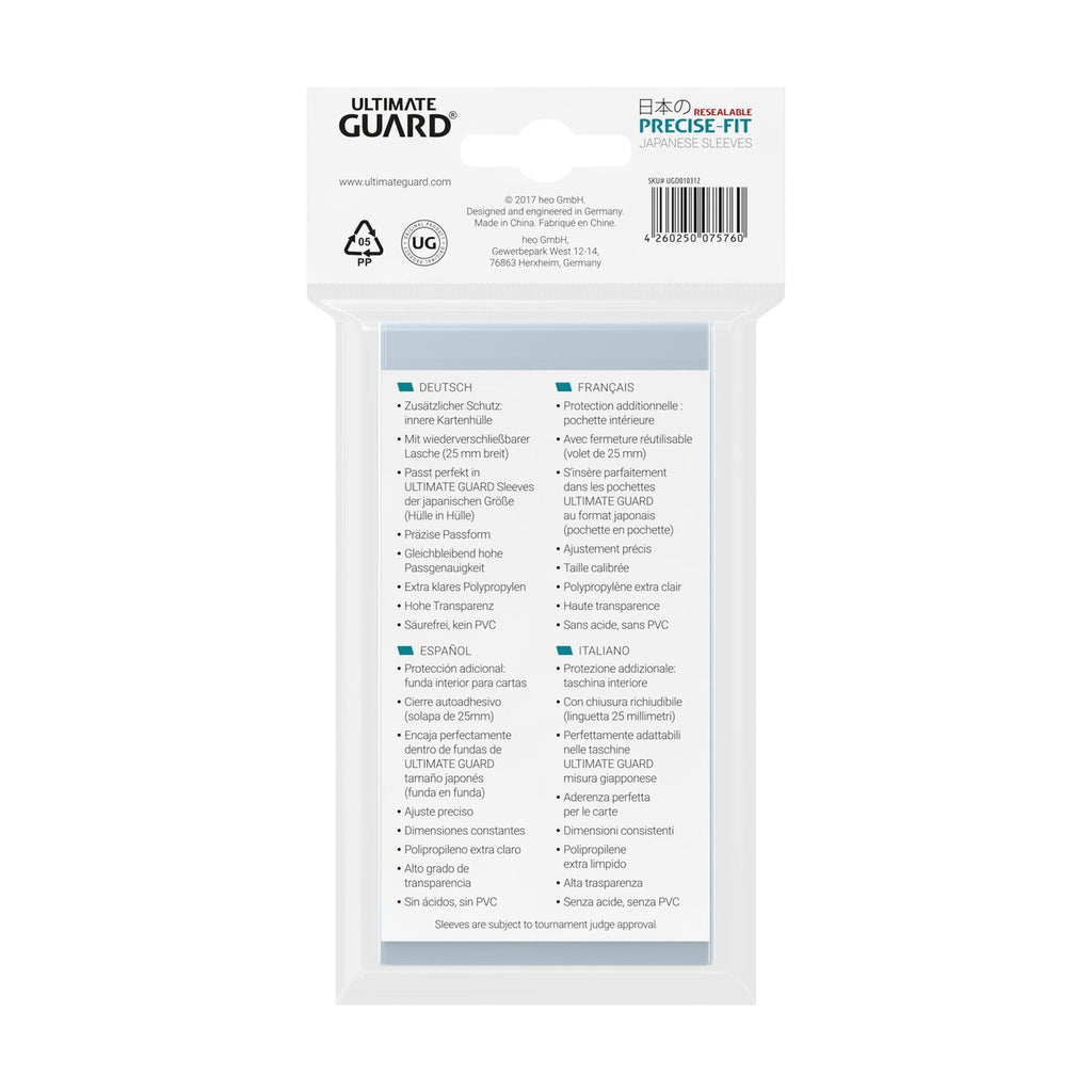 Immagine del prodotto Ultimate Guard Precise-Fit Sleeves Formato Giapponese (100) - Richiudibili