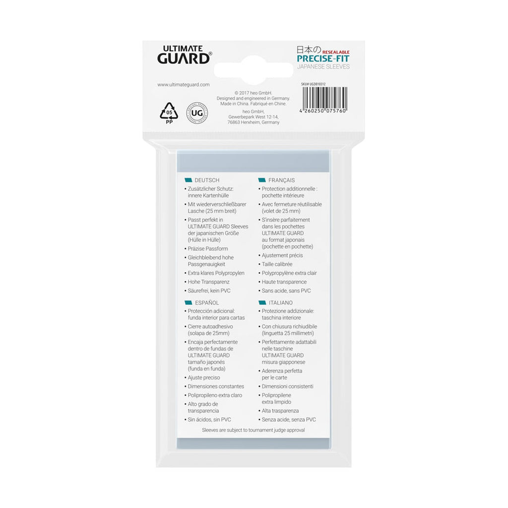 Immagine del prodotto Ultimate Guard Precise-Fit Sleeves Formato Giapponese (100) - Richiudibili