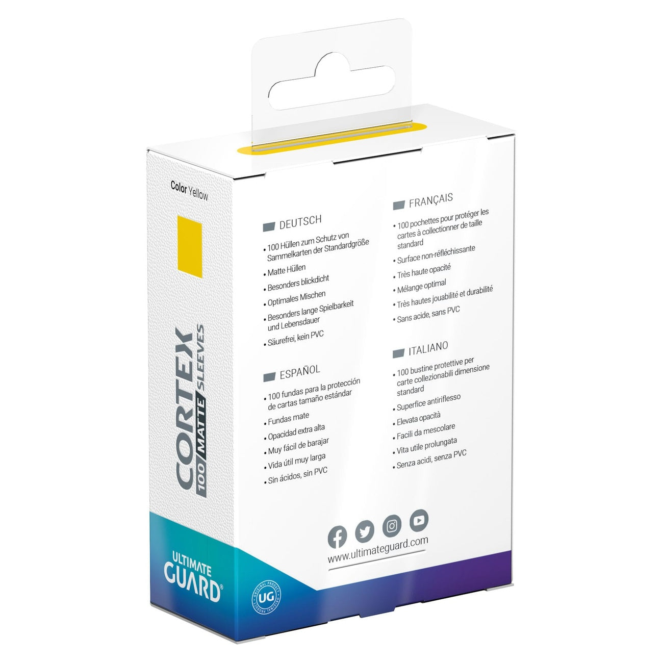 Product image Ultimate Guard Cortex Sleeves Matte Standard Size (100) - Yellow