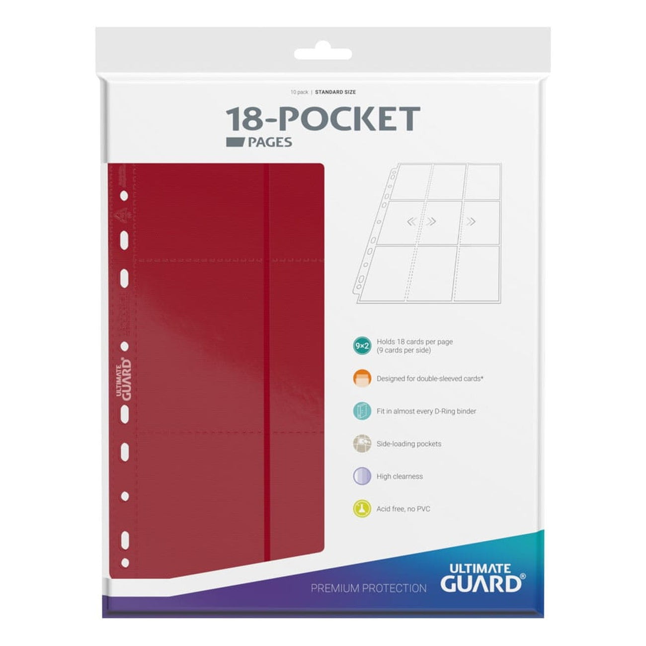 Product image Ultimate Guard 18-Pocket Pages Side-Loading (10) - Red