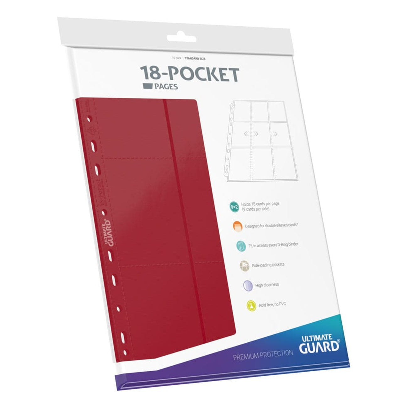 Product image Ultimate Guard 18-Pocket Pages Side-Loading (10) - Red