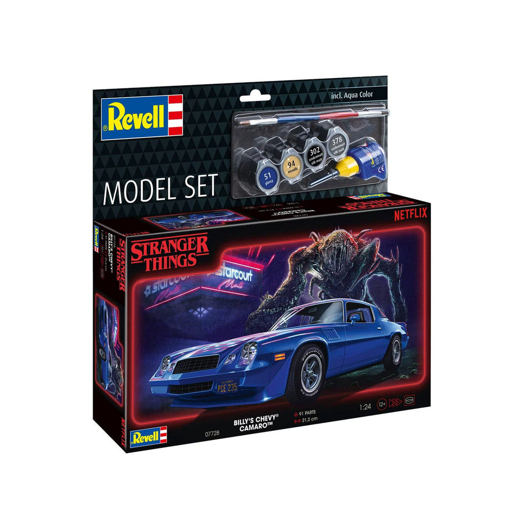 Immagine del prodotto Stranger Things Kit di modellismo Set 1/25 Chevy Camaro Z/28 (Aqua Color) 19 cm