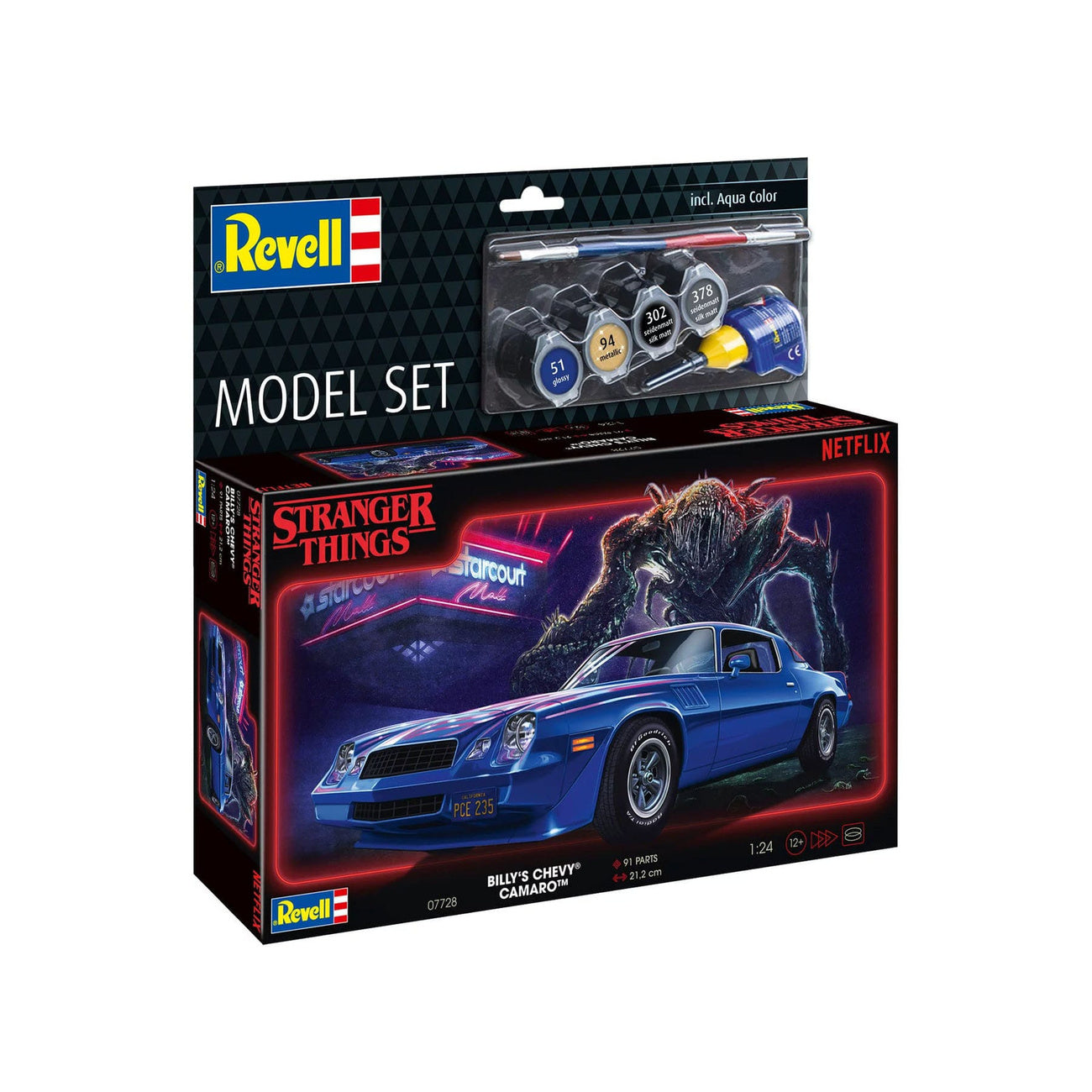 Immagine del prodotto Stranger Things Kit di modellismo Set 1/25 Chevy Camaro Z/28 (Aqua Color) 19 cm