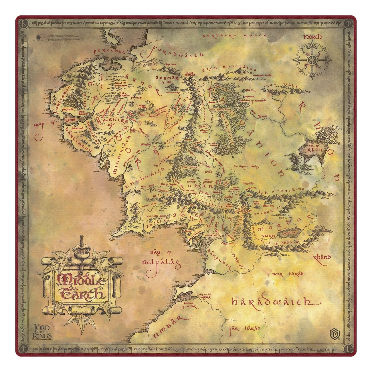 Immagine del prodotto Ultimate Guard Tappetino da gioco Oversized 61 x 61 cm Il Signore degli Anelli™ "Luoghi della Terra di Mezzo"