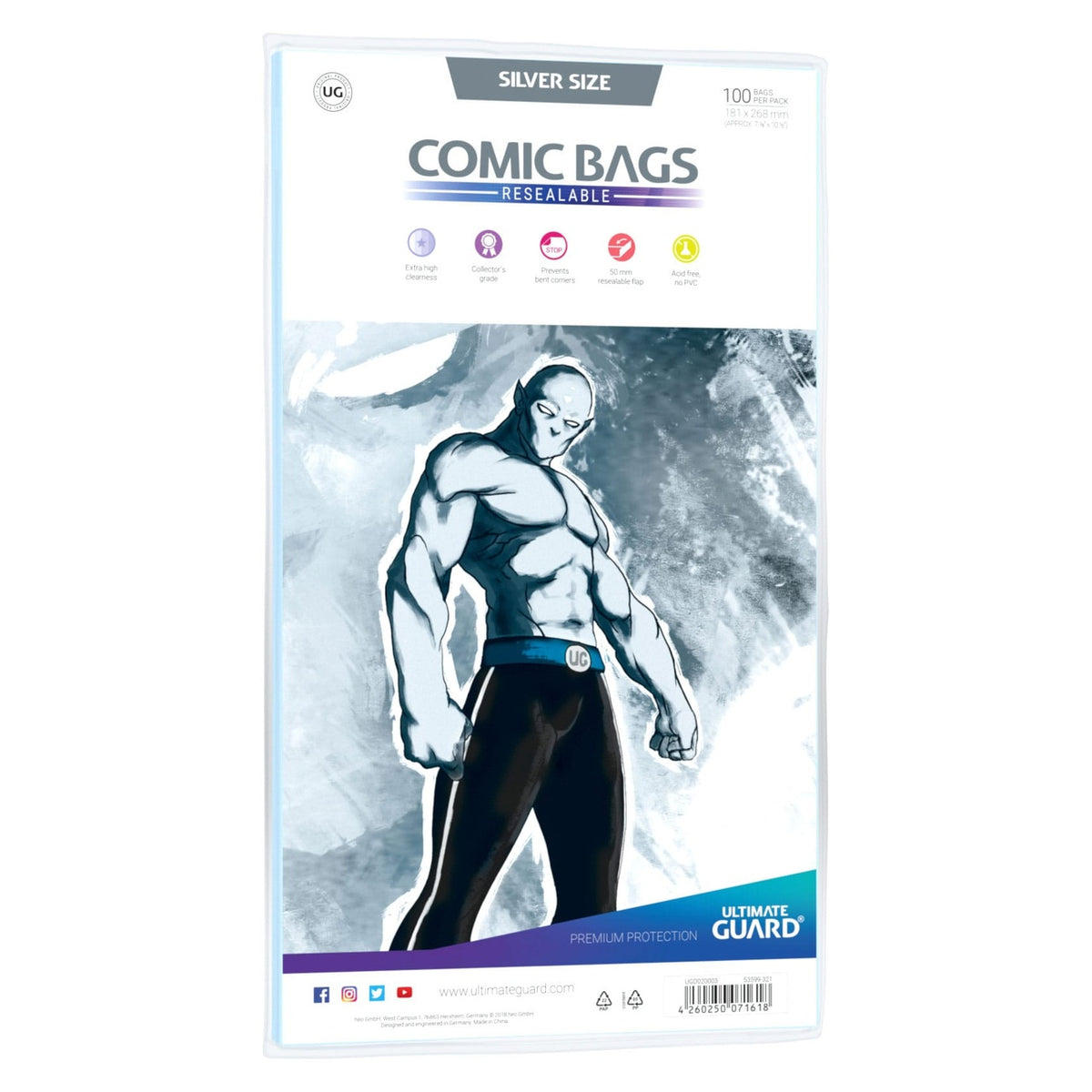 Immagine del prodotto Ultimate Guard Comic Bags richiudibili (100) - Silver Size