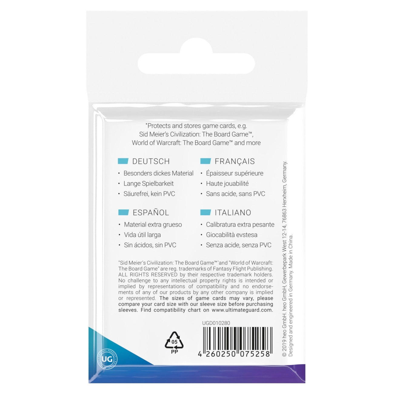 Product image Ultimate Guard Board Game Sleeves (50) - Mini American
