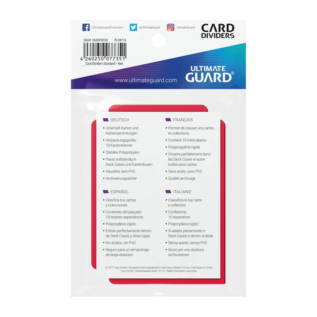 Immagine del prodotto Ultimate Guard Divisori per carte formato standard (10) - Rosso