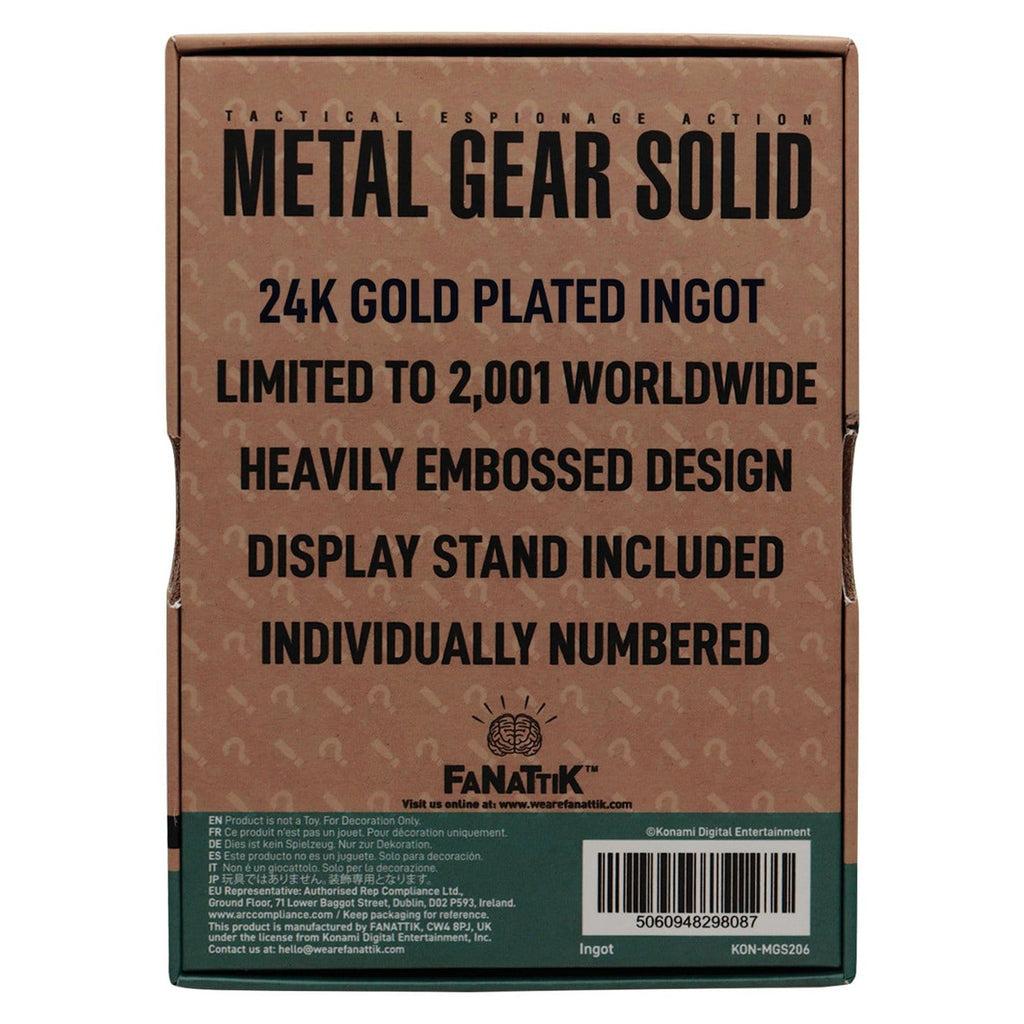 Immagine del prodotto Lingotto Metal Gear Solid 2 Raiden in metallo 24k Gold Plated Limited Edition
