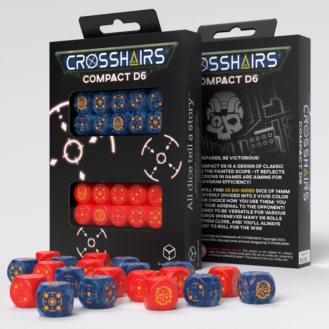 Product image Crosshairs Compact D6 Dice Set Cobalt & Red (20)