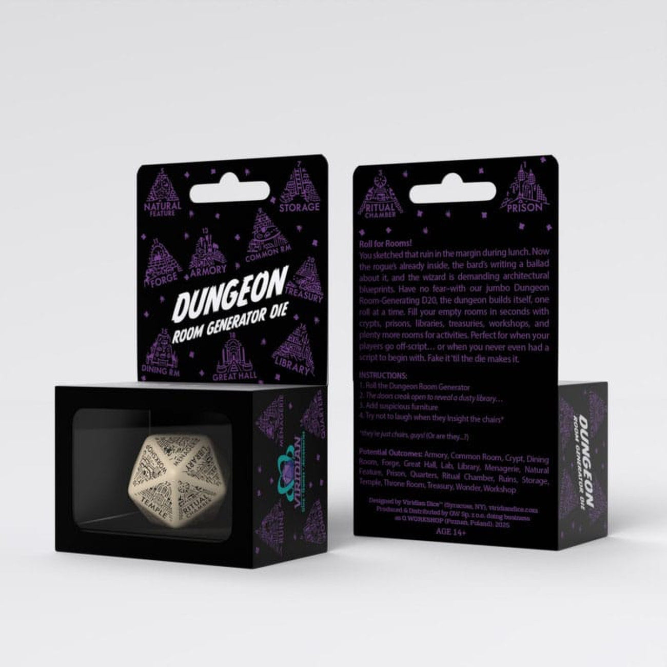 Immagine del prodotto Dado Viridian Jumbo Dado Dungeon Room Generator D20 Beige