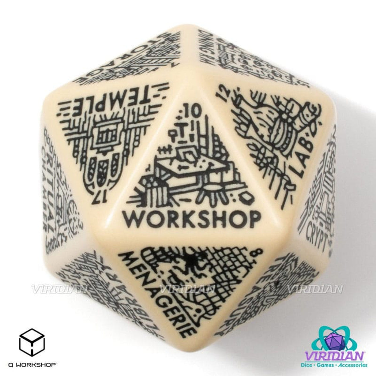 Immagine del prodotto Dado Viridian Jumbo Dado Dungeon Room Generator D20 Beige