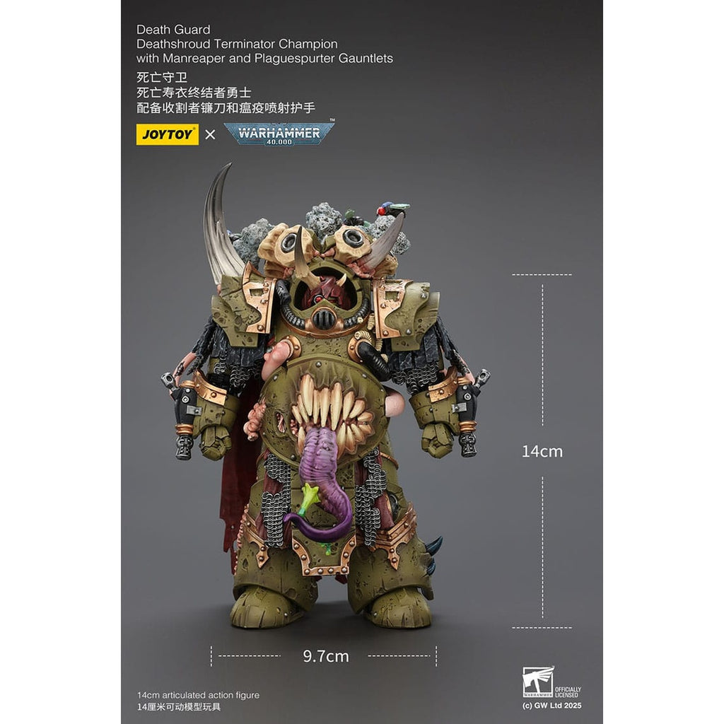 Product image Warhammer 40K Action Figure 1/18 Death Guard Deathshroud Terminator Champion with Manreaper and Plaguespurter Gauntlets 14 cm