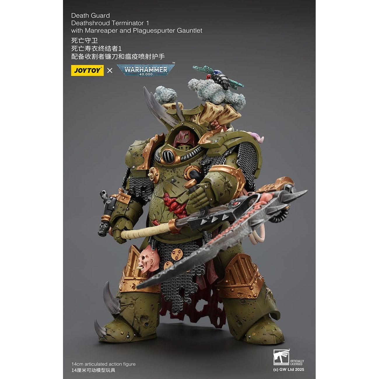 Product image Warhammer 40k Action Figure 1/18 Death Guard Deathshroud Terminator 1 with Manreaper and Plaguespurter Gauntlet 14 cm