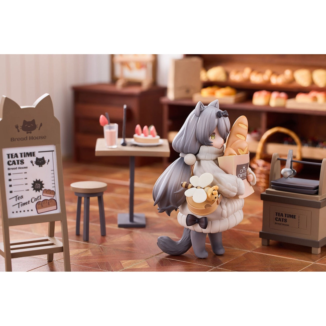 Product image Decorated Life Collection PVC Statue Tea Time Cats - Cat Town Bakery Staff & Customer Set 12 cm
