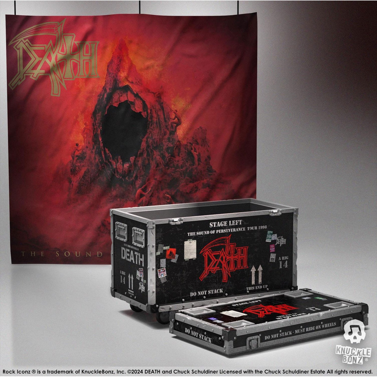 Immagine del prodotto Death Rock Ikonz On Tour Road Case Statua & Sfondo Palco Set The Sound of Perseverance Tour 1998