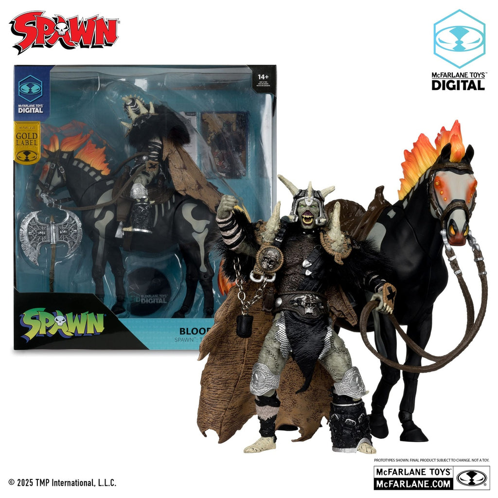 Immagine del prodotto Action figure Spawn Bloodaxe con cavallo (Spawn: The Dark Ages) (McFarlane Toys 30th Anniversary) (Gold Label) 18 cm