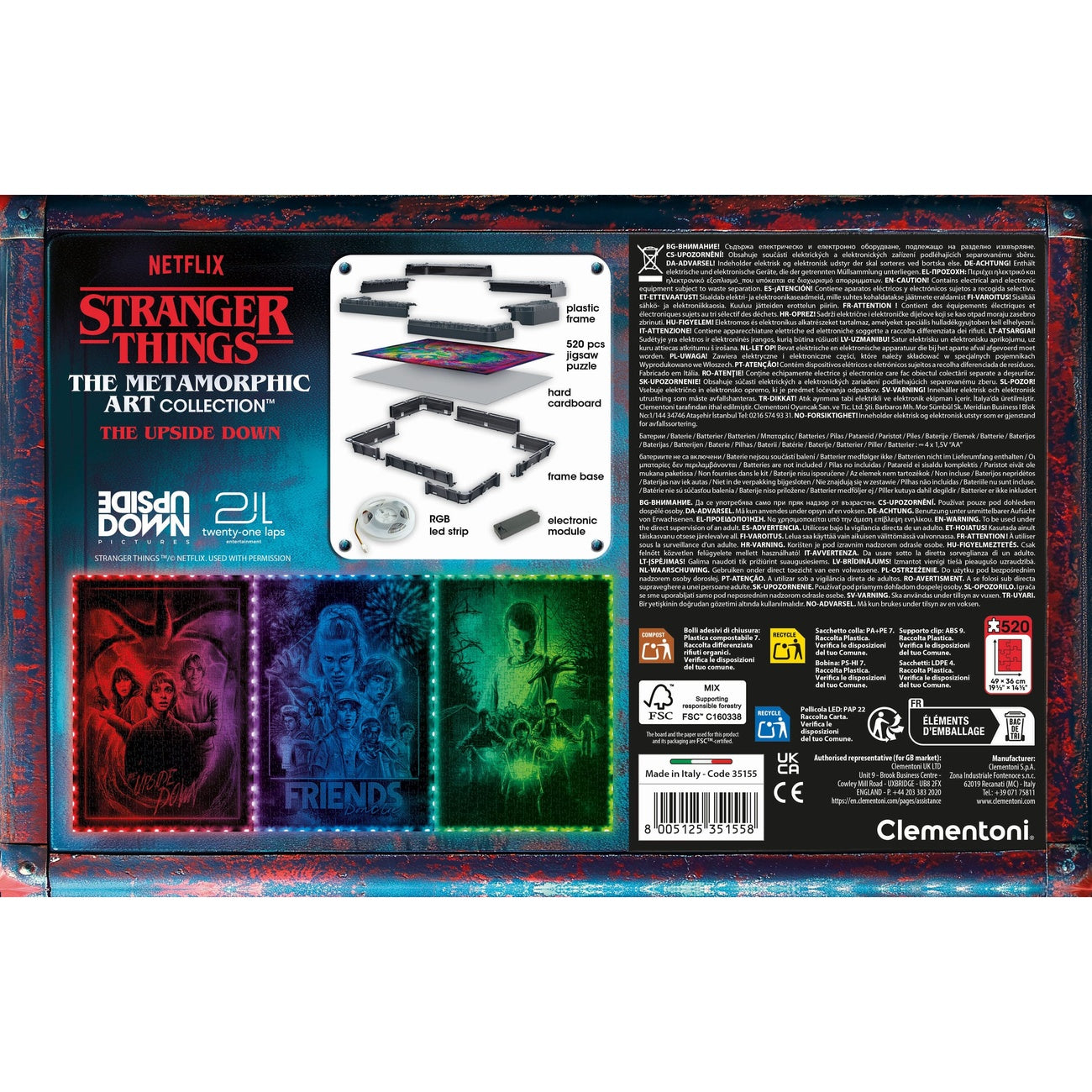Immagine del prodotto Stranger Things Metamorphic Art Collection puzzle con effetto luminoso The Upside (520 pezzi)