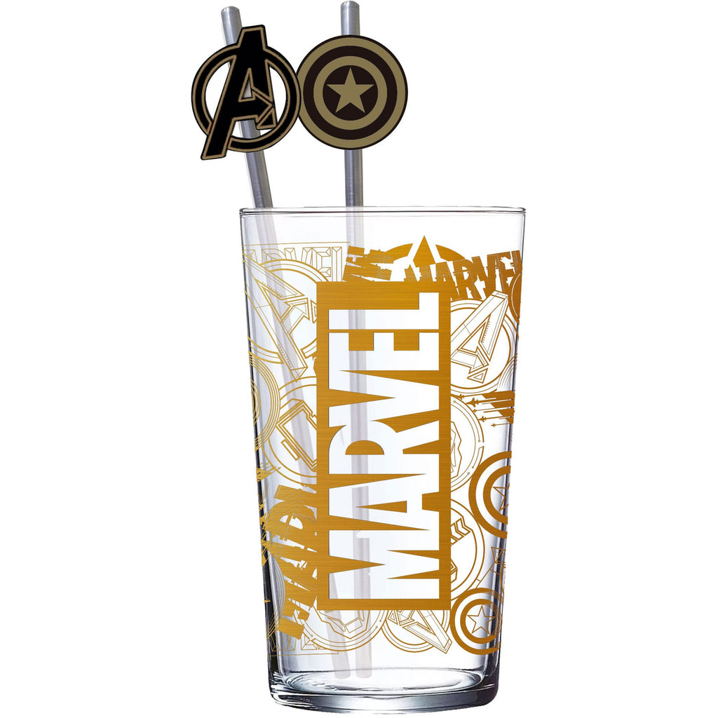 Immagine del prodotto Tumbler in vetro Marvel con cannucce Logo & Avengers 485 ml