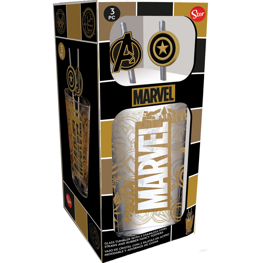 Immagine del prodotto Tumbler in vetro Marvel con cannucce Logo & Avengers 485 ml