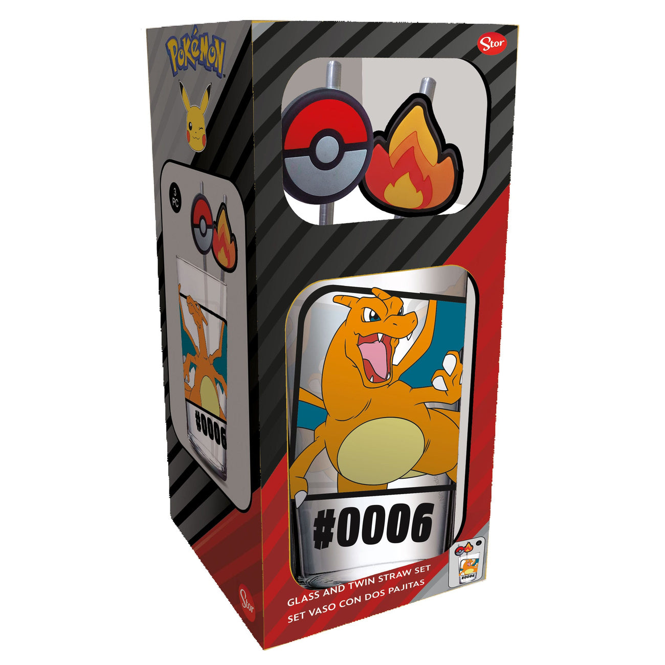 Immagine del prodotto Tumbler in vetro Pokémon con cannucce Charizard 480 ml