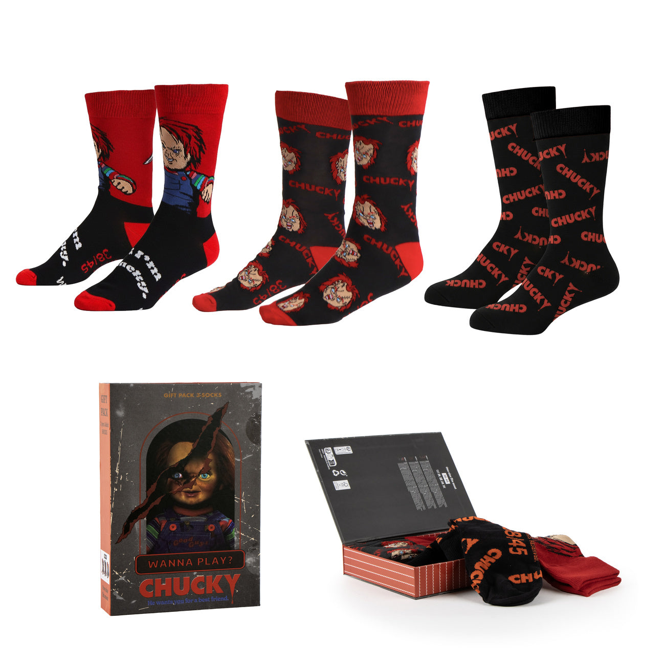Immagine del prodotto Chucky - Set di 3 paia di calzini in scatola regalo