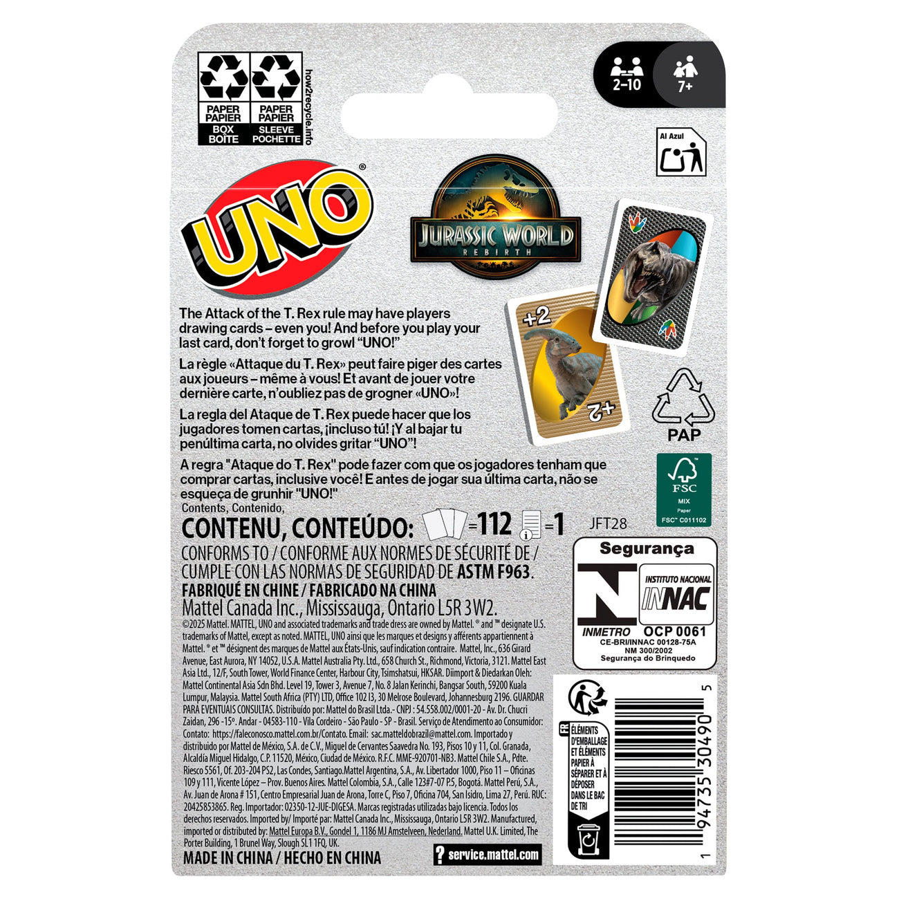 Product image Jurassic World: Rebirth UNO Card Game
