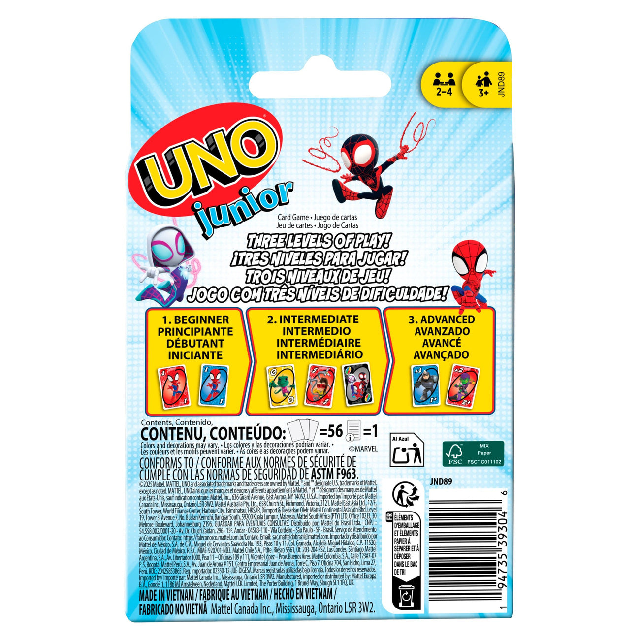 Immagine del prodotto Spidey e i Suoi Fantastici Amici – Gioco di carte UNO Junior