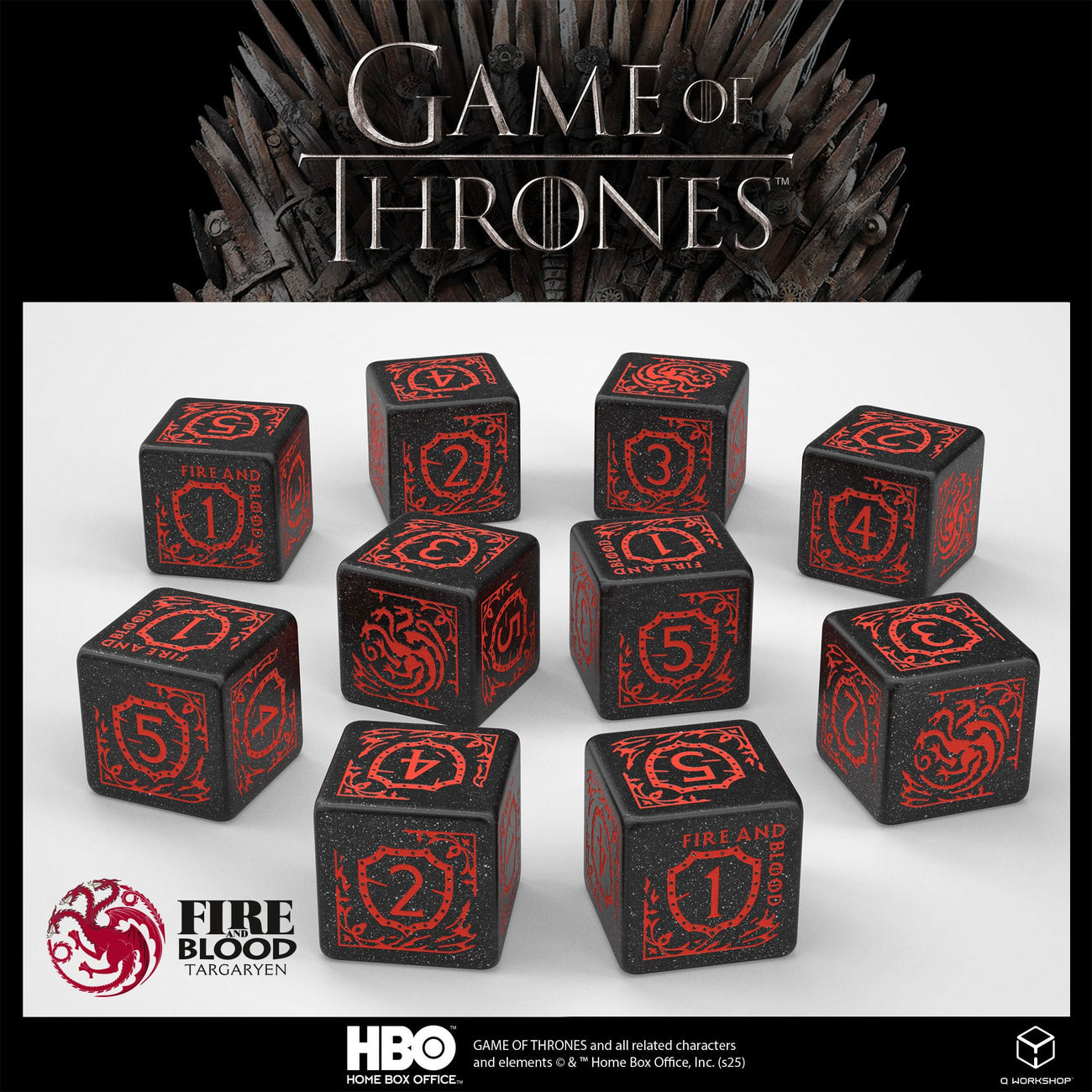 Product image Game of Thrones Dice Set Targaryen 10xD6 (10)