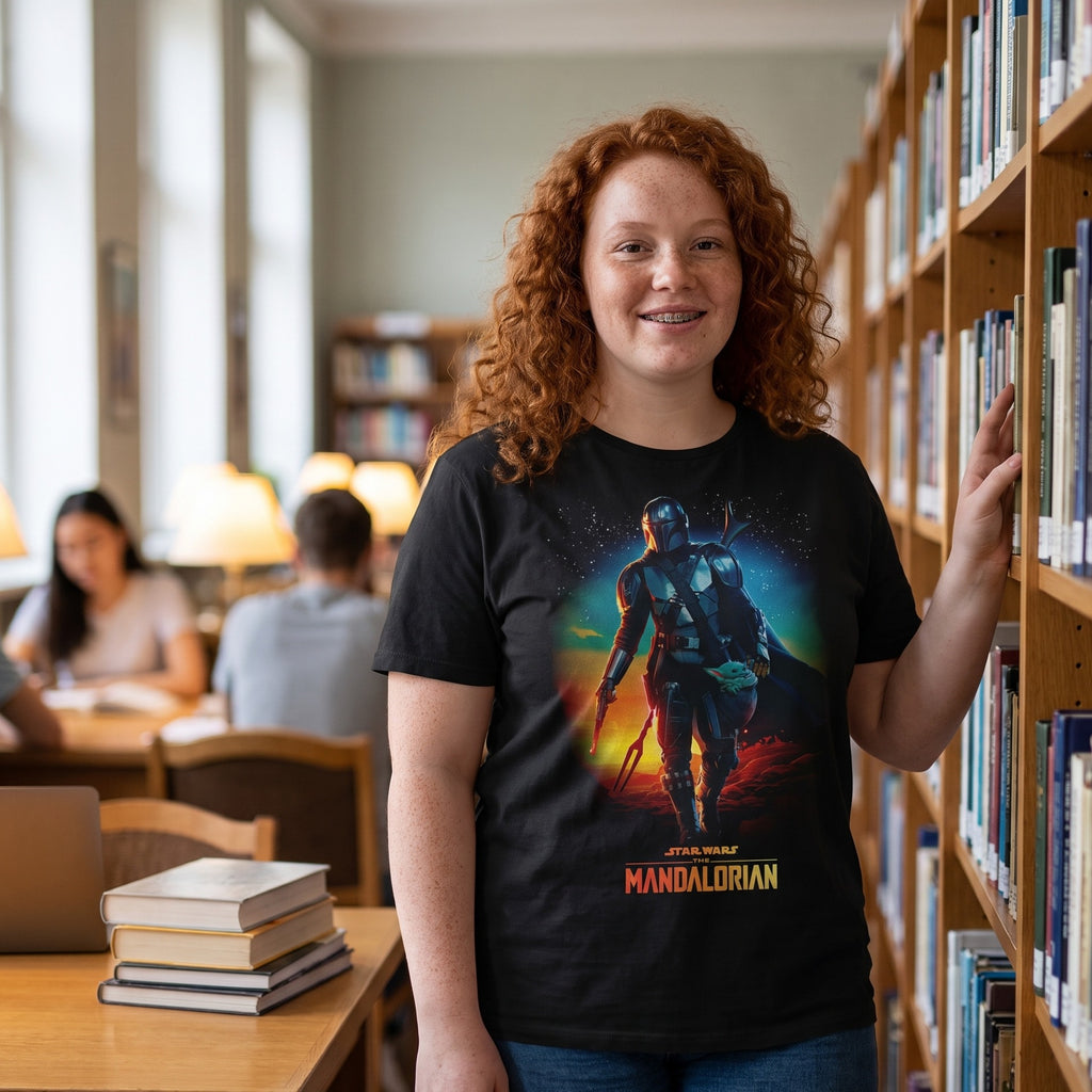 Immagine del prodotto T-shirt Through The Galaxy nera – Star Wars The Mandalorian