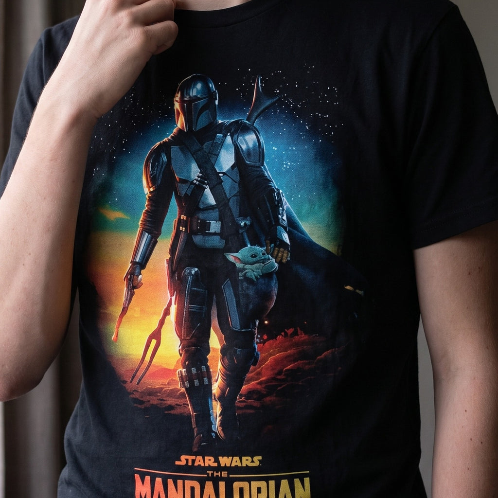 Immagine del prodotto T-shirt Through The Galaxy nera – Star Wars The Mandalorian