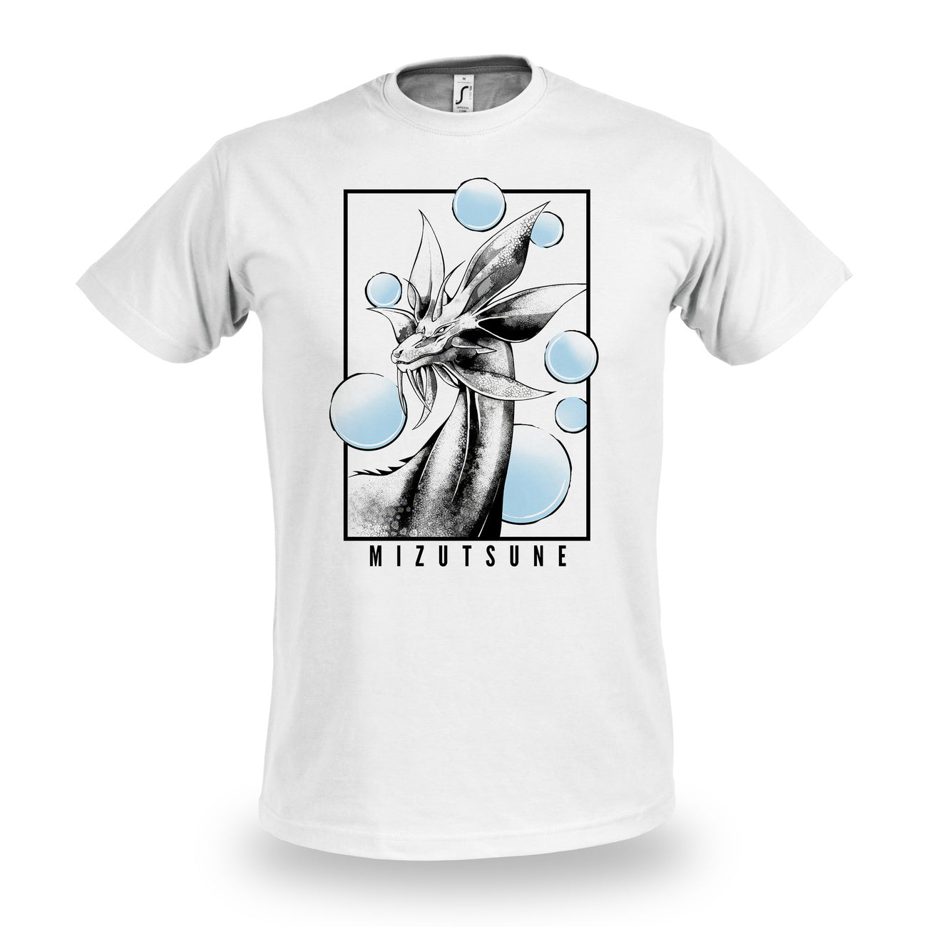 Immagine del prodotto T-shirt bianca Mizutsune per fan di Monster Hunter