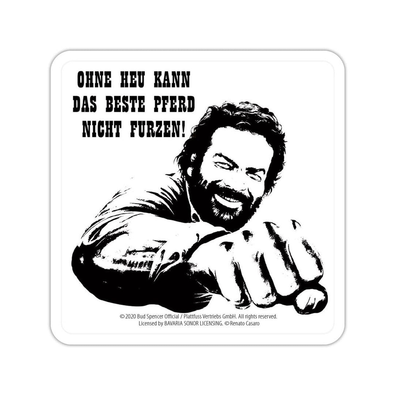 Immagine del prodotto Sottobicchiere da birra Bud Spencer in metallo Pugno Cavallo 10 x 10 cm