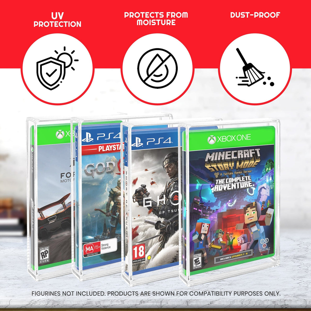 Immagine del prodotto Confezione da 2 custodie in acrilico per PS3/PS4/Blu-ray/Xbox One