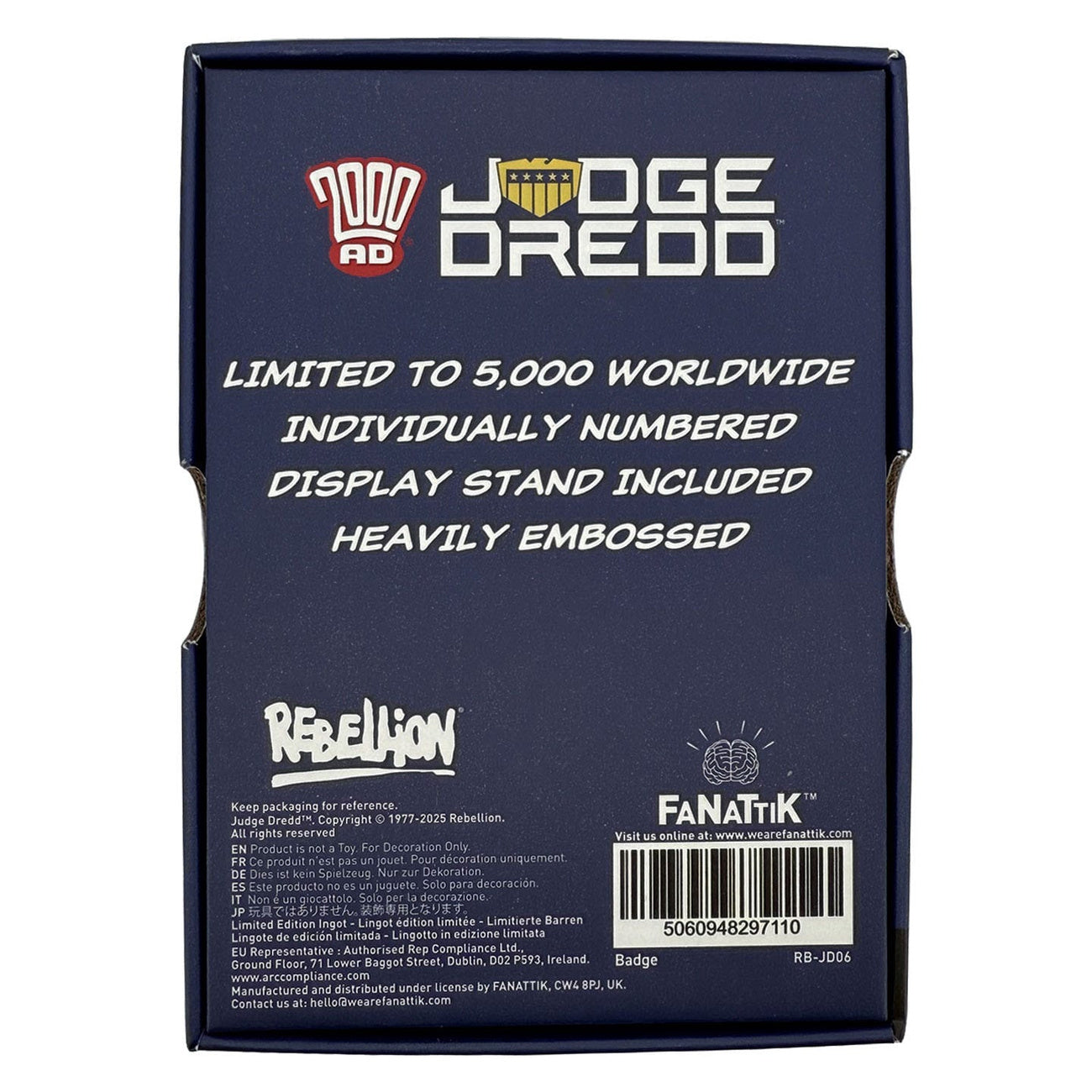 Immagine del prodotto Replica badge Judge Dredd 2000 AD – Edizione limitata