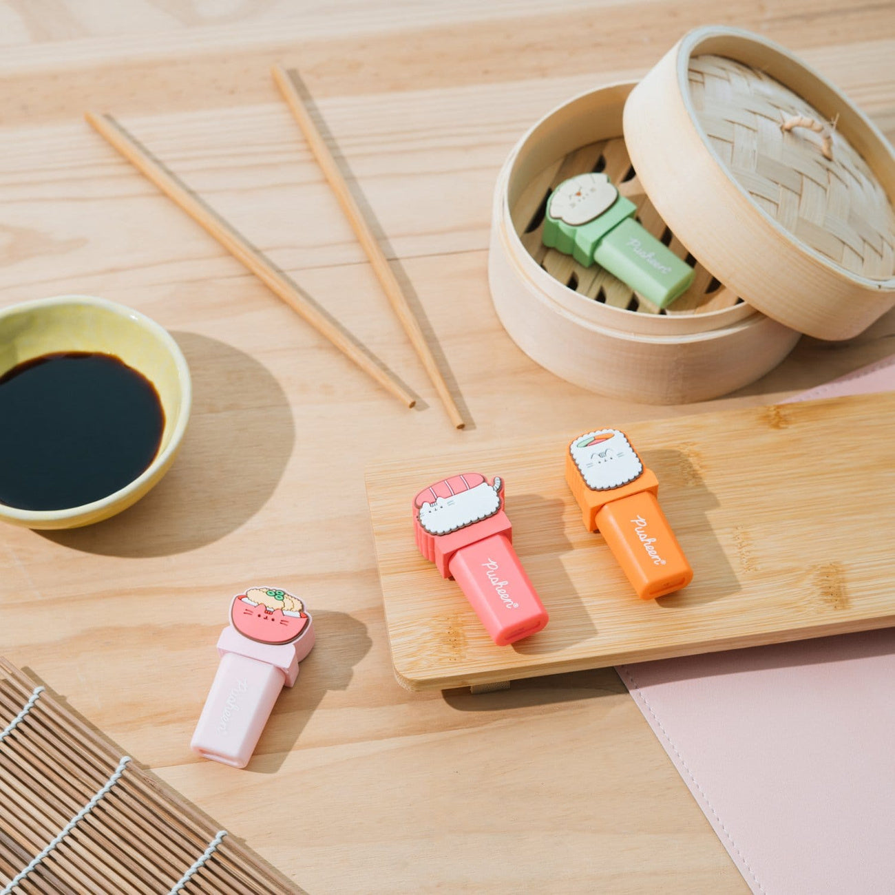 Immagine del prodotto Pusheen - Set da 4 evidenziatori Sushi Roll con topper