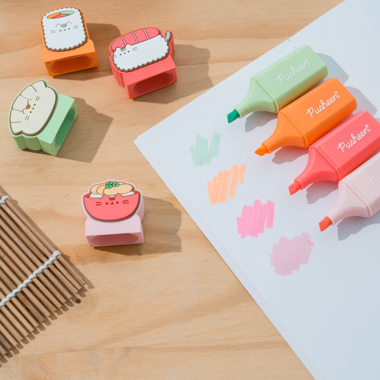 Immagine del prodotto Pusheen - Set da 4 evidenziatori Sushi Roll con topper