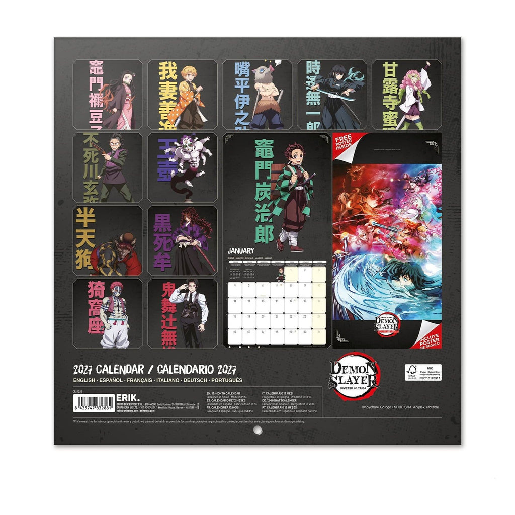 Immagine del prodotto Calendario da parete Demon Slayer 2027 30 x 30 cm