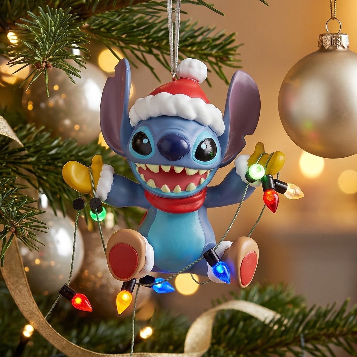 Product image Stitch with Fairy Lights Christmas Tree Decoration - Lilo & Stitch